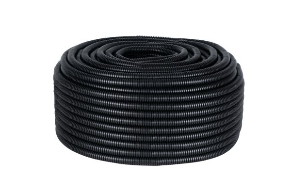 Труба гофр. ПВХ с протяжкой d25 мм (50 м) черная -Plast
