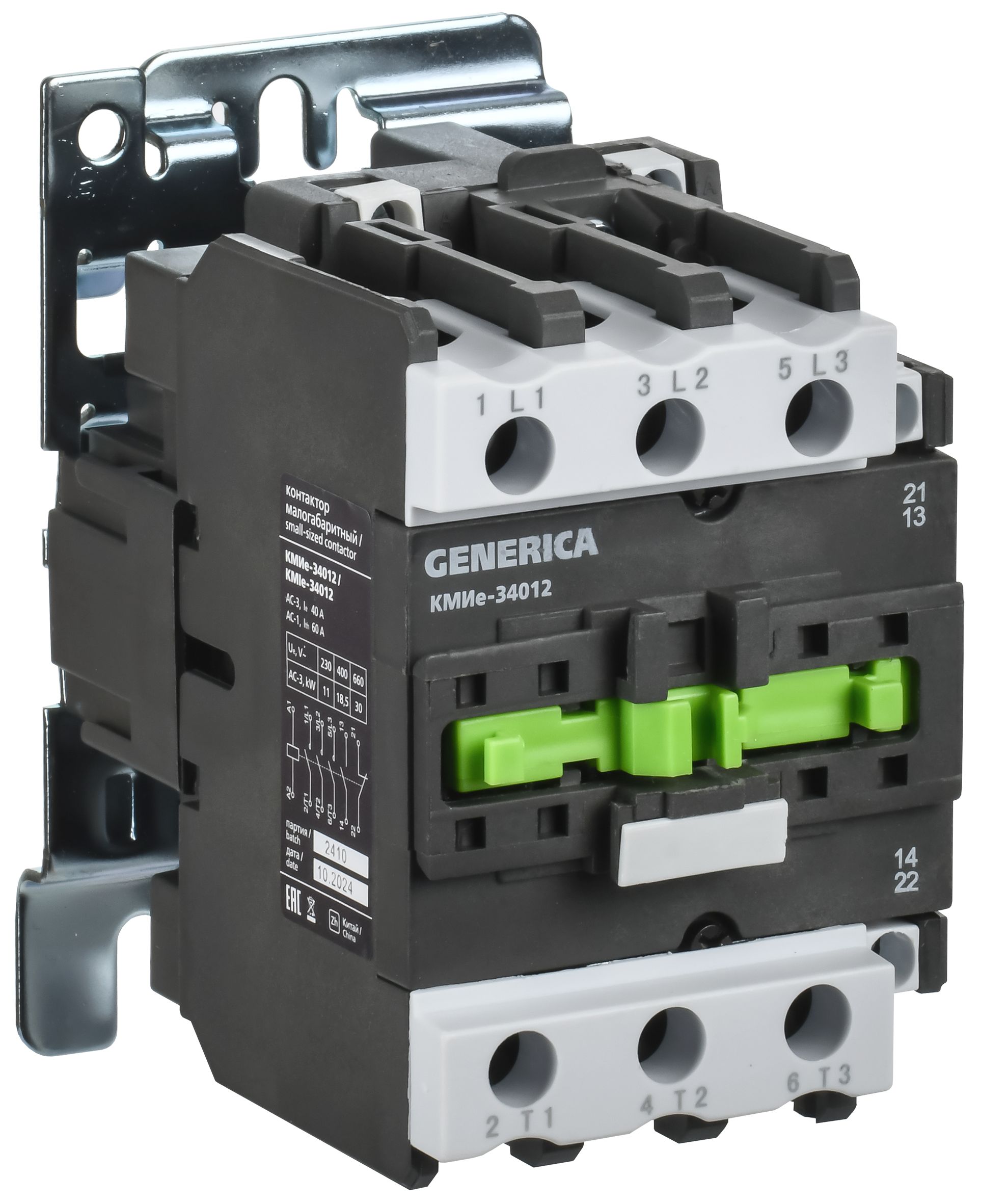 Контактор КМИе-34012 40А 230В/АС3 1NO,1NC