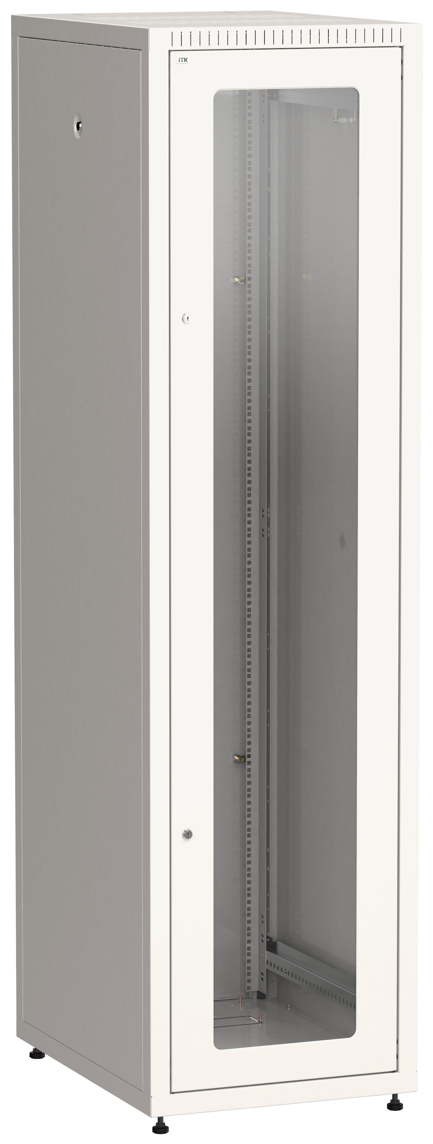 Шкаф LINEA E 42U 600х800мм двери 2шт стеклянная и металлическая. серый
