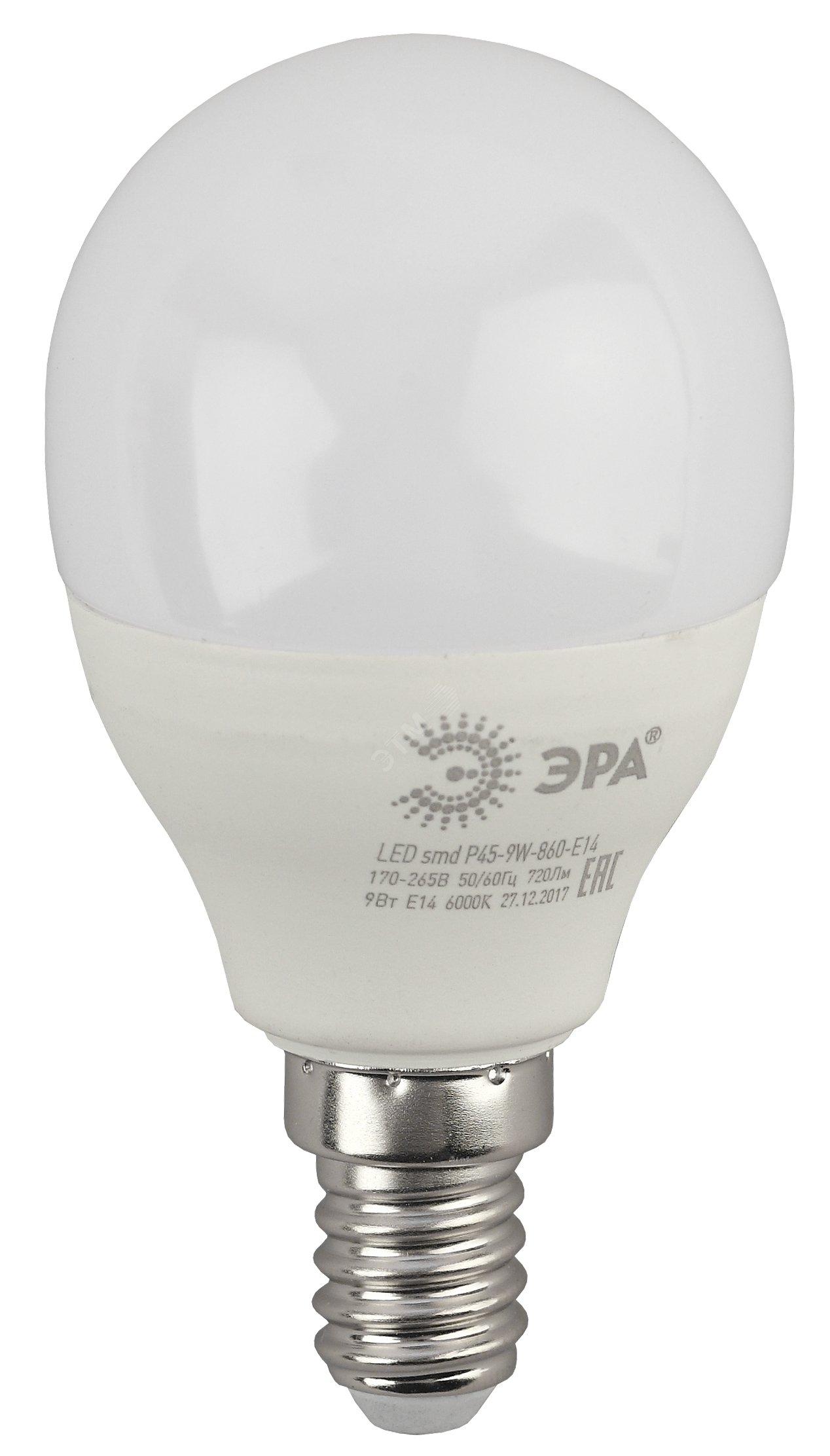 Лампа светодиодная LED 9 Вт 720Лм 6000К шар холодный E14 170-265В LED P45-9W-860-E14 Standart