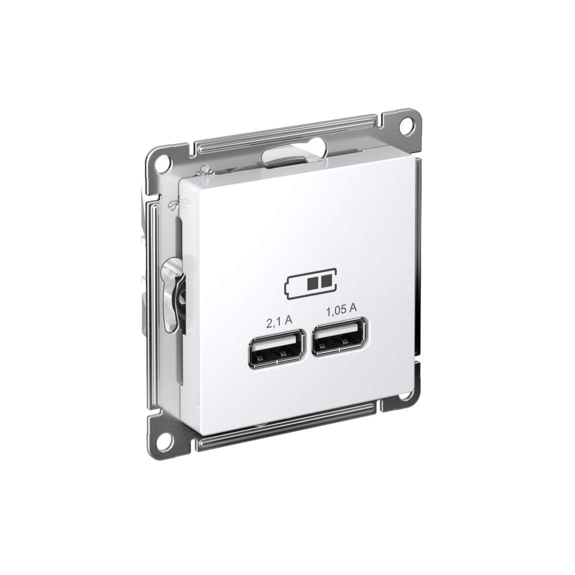 Розетка ATLASDESIGN USB A+A 5В 1 порт x 2,1 А 2 порта х 1,05 А механизм белый