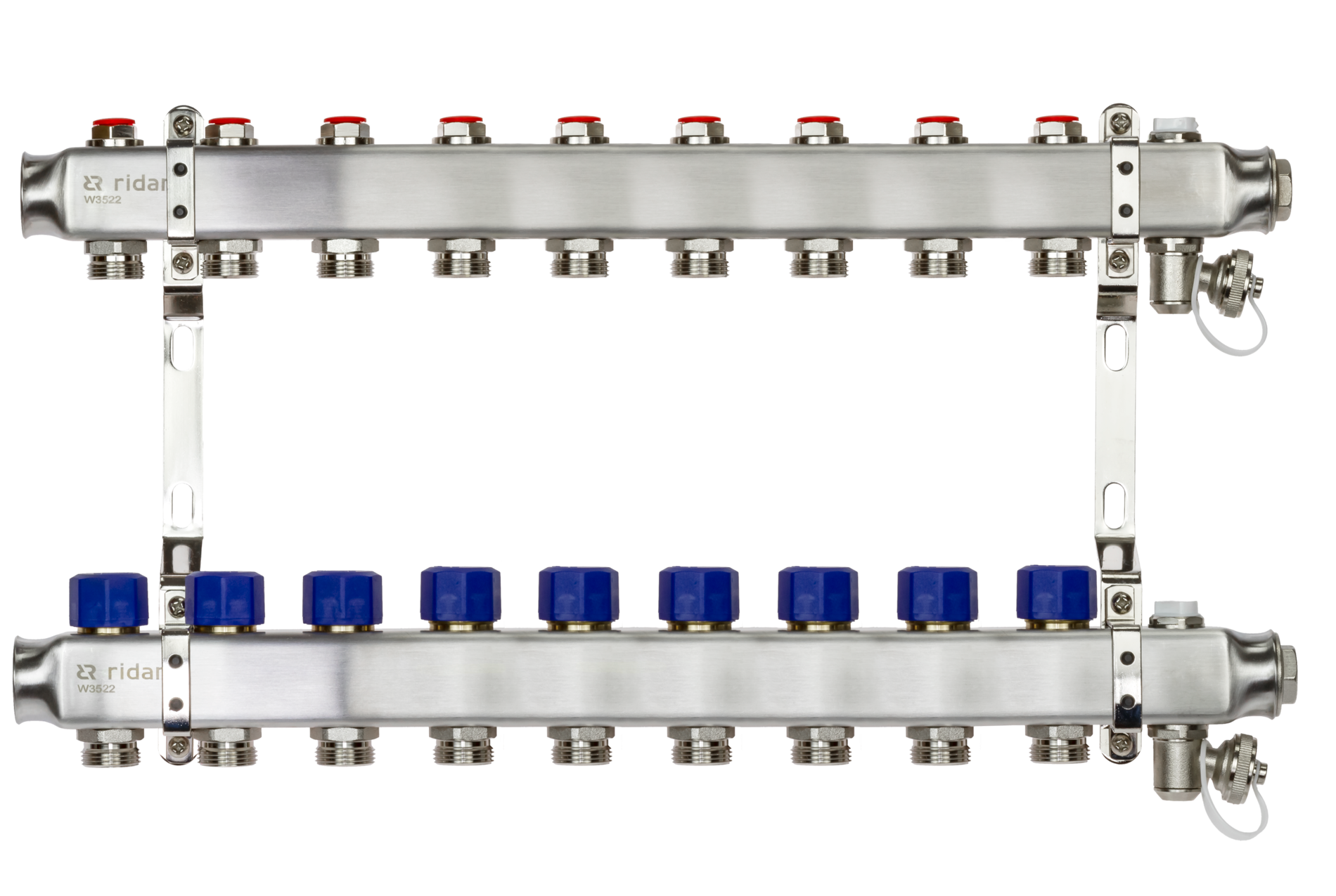 Коллекторная группа SSM-9R set 9 контуров 1'X3/4' с термостатическими клапанами и кронштейнами