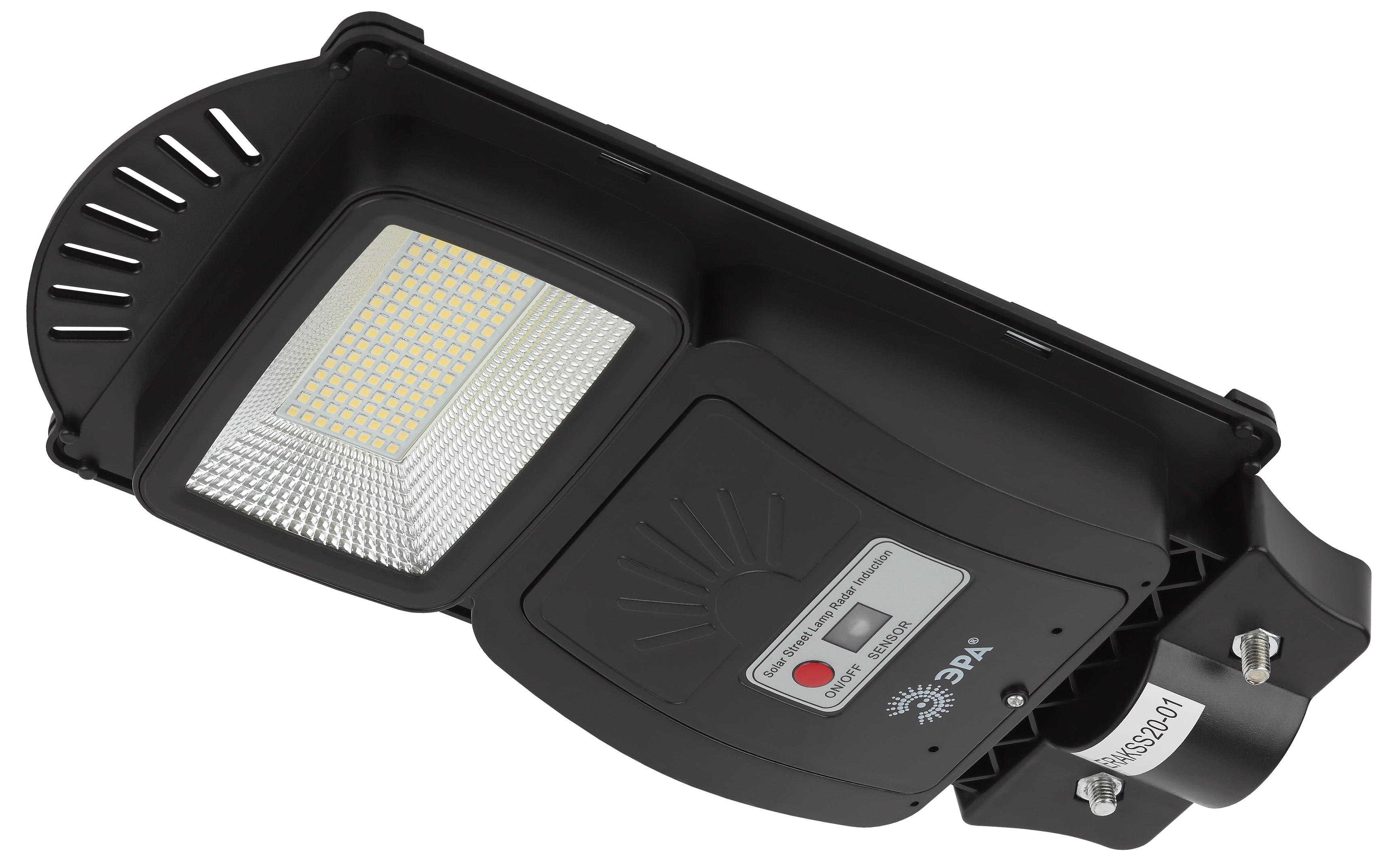 Светильник консольный на солнечной батарее, SMD, 20W, с датчиком движения, ПДУ, 400 lm, 5000К, IP65
