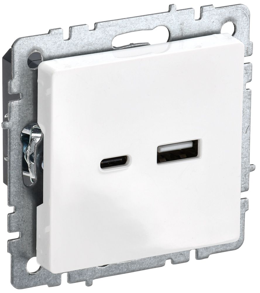 Розетка USB A+C 18Вт РЮ11-1-БрБ белый BRITE