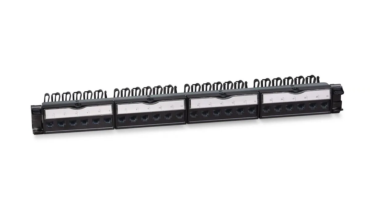 Патч-панель 19 24 порта 1U RJ-45 UTP 6 Cabeus PL-24-KJ-RJ45-Cat.6-180T неэкранированная