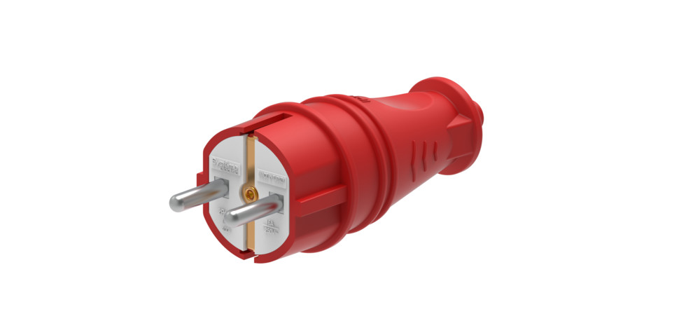 MultiSet Вилка 2К+З прямая каучуковая 16А/250В IP44 Красная