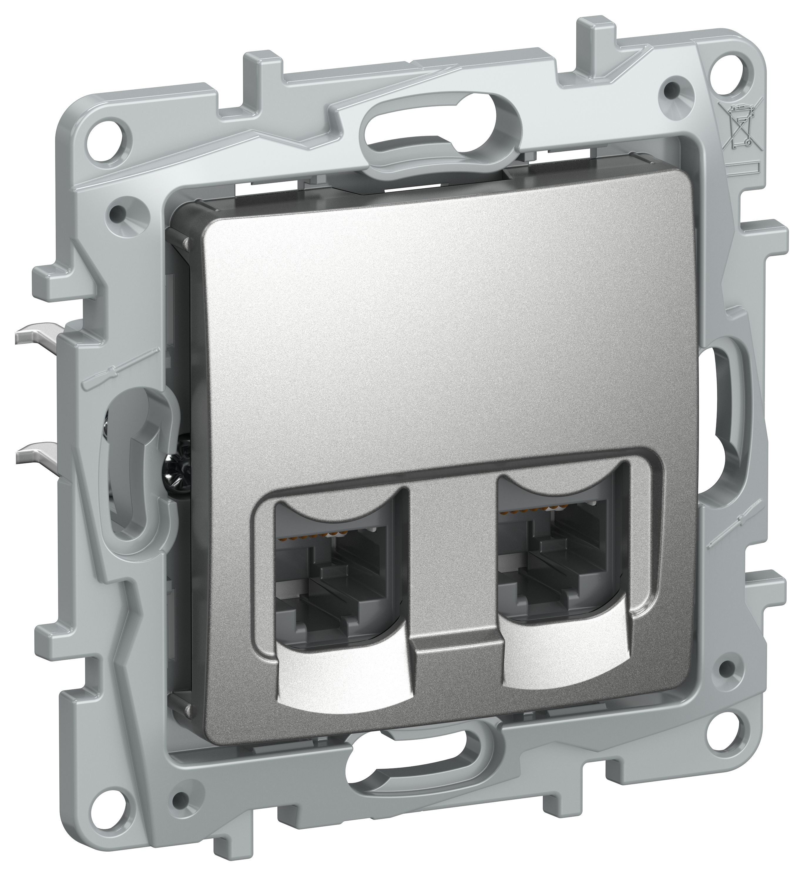 IEKETIKA Розетка компьютерная двойная RJ45 категория 5Е UTP 6724551 алюминий