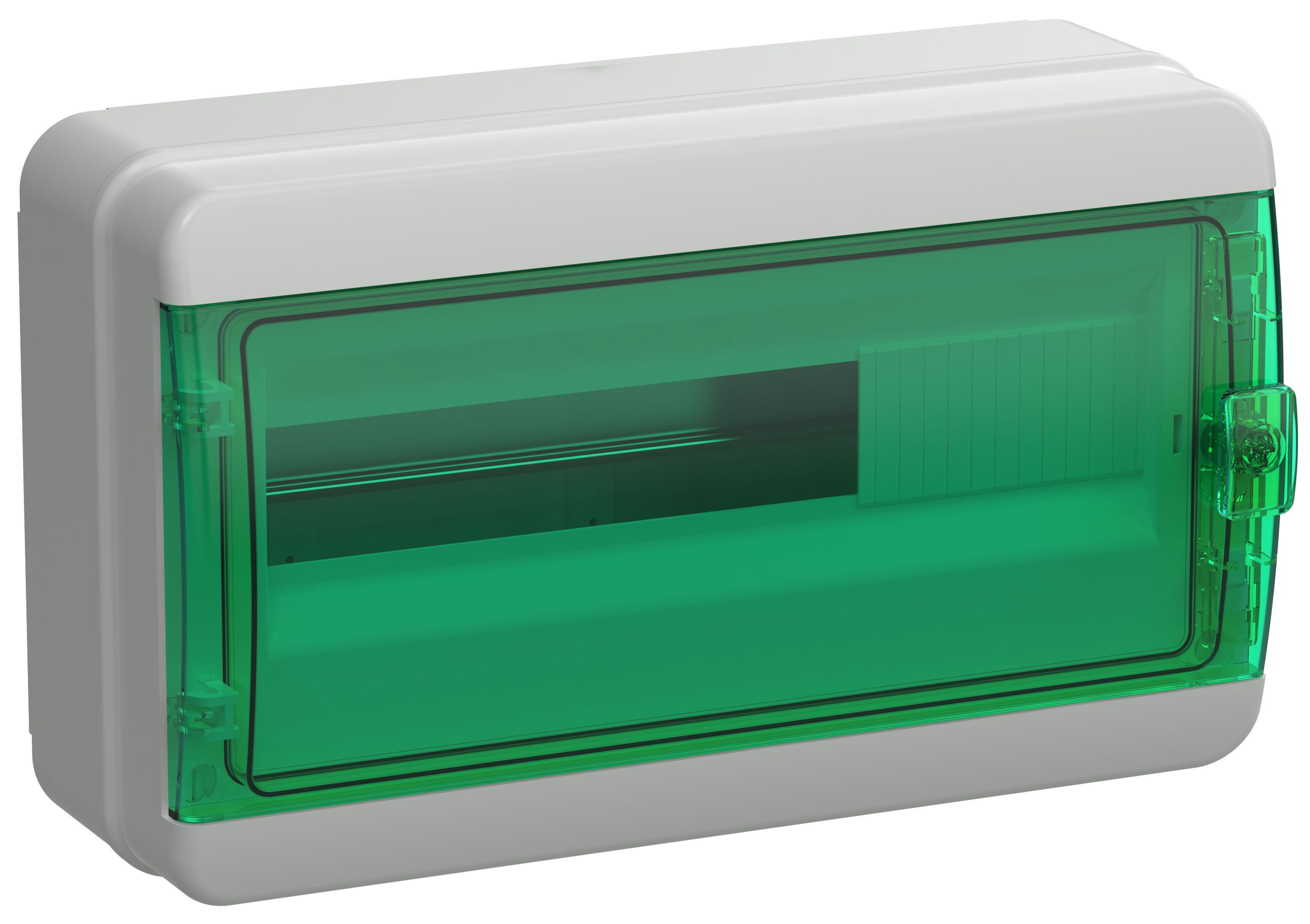 Корпус пластиковый КМПн-18 IP65 зеленая прозрачная дверь TEKFOR