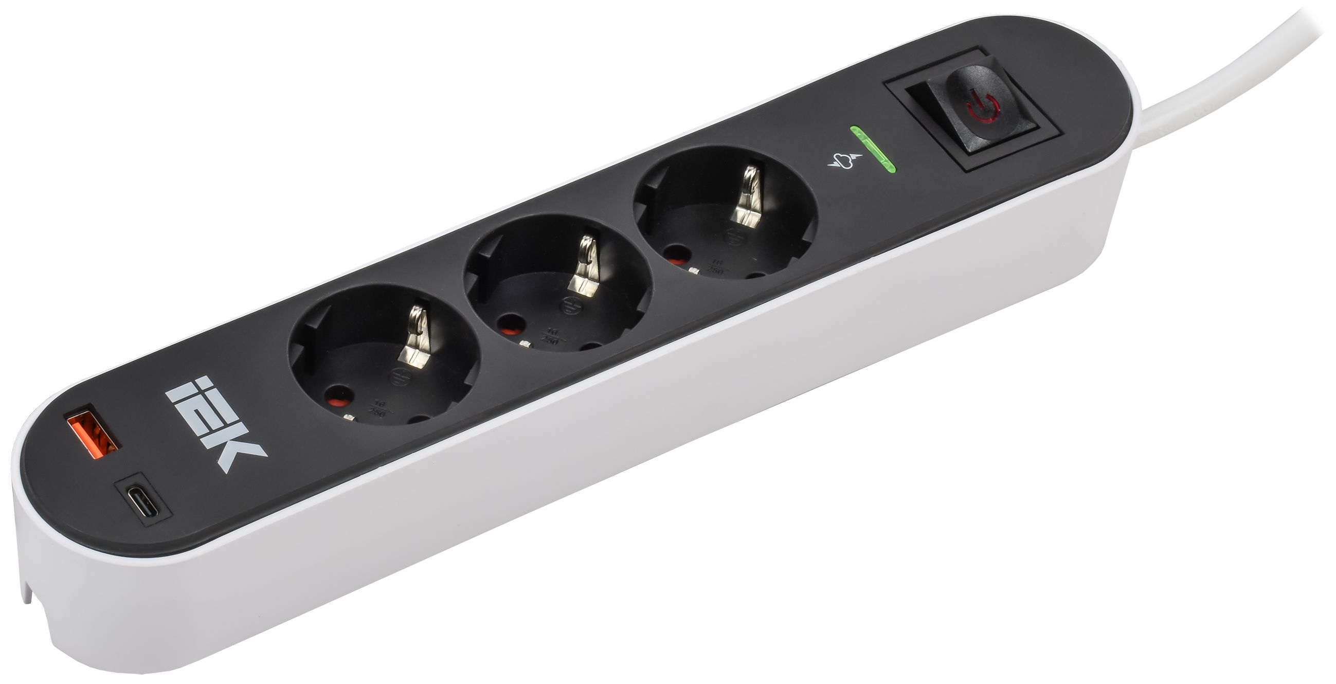Фильтр сетевой СФ-03К 16А USB A+C 20Вт 3м 3х1,5мм2 черный