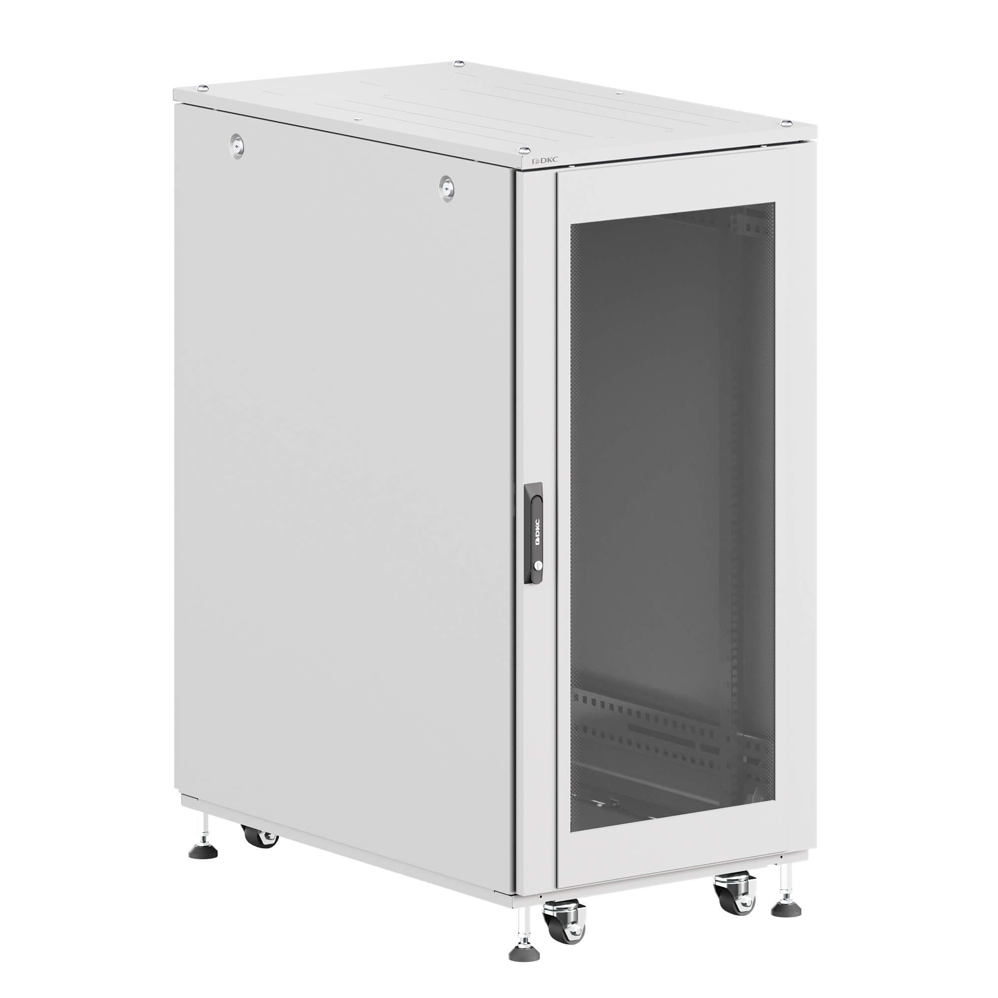 Шкаф напольный разобранный 19'' IT-CQE-N 24U 600x800 мм, крыша с вырубкой, дверь стекло и сплошная металл, одинарные боковые панели, серый RAL7035