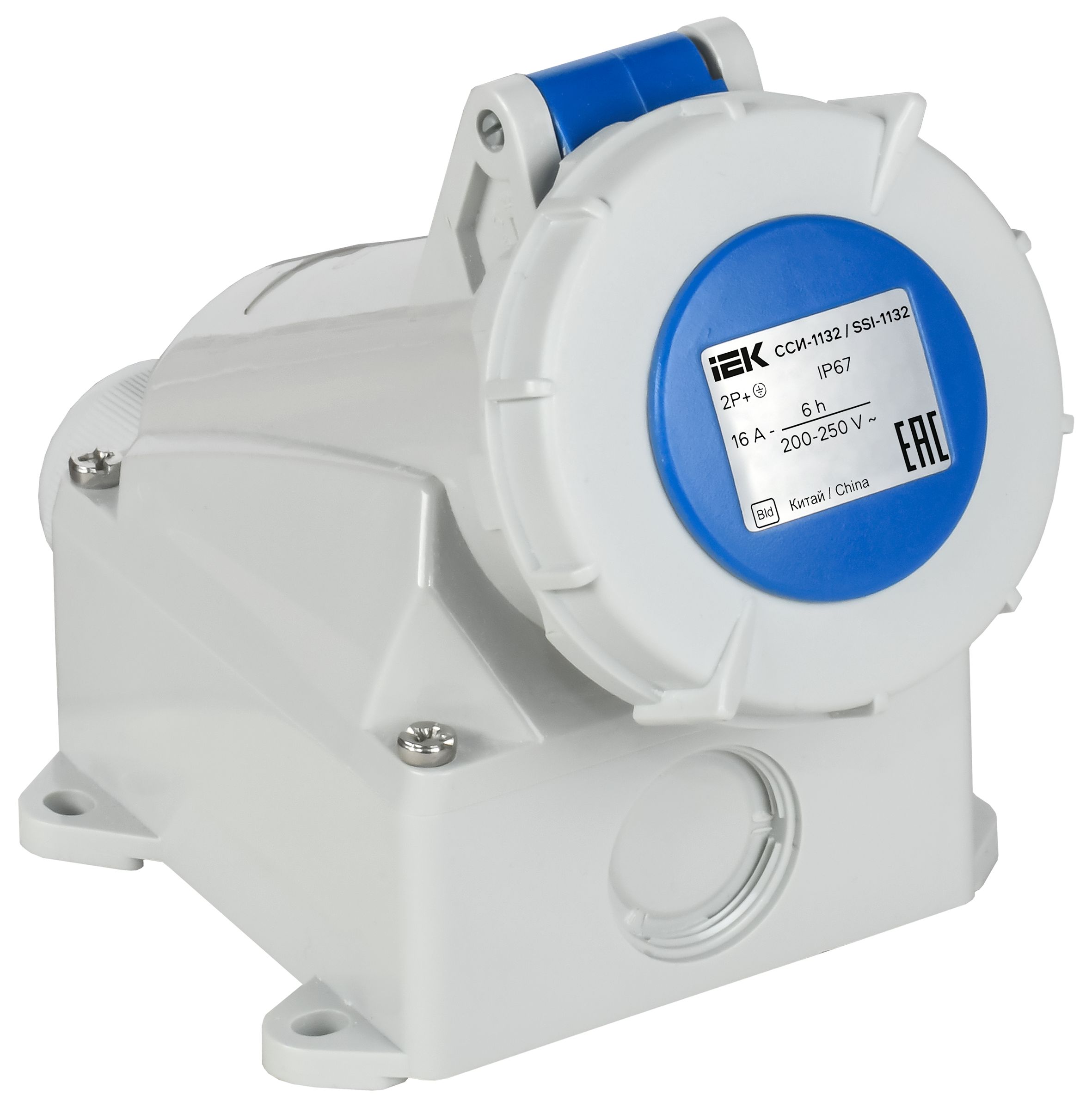 Розетка стационарная ССИ-1132 16А-6ч 220В 2P+PE IP67