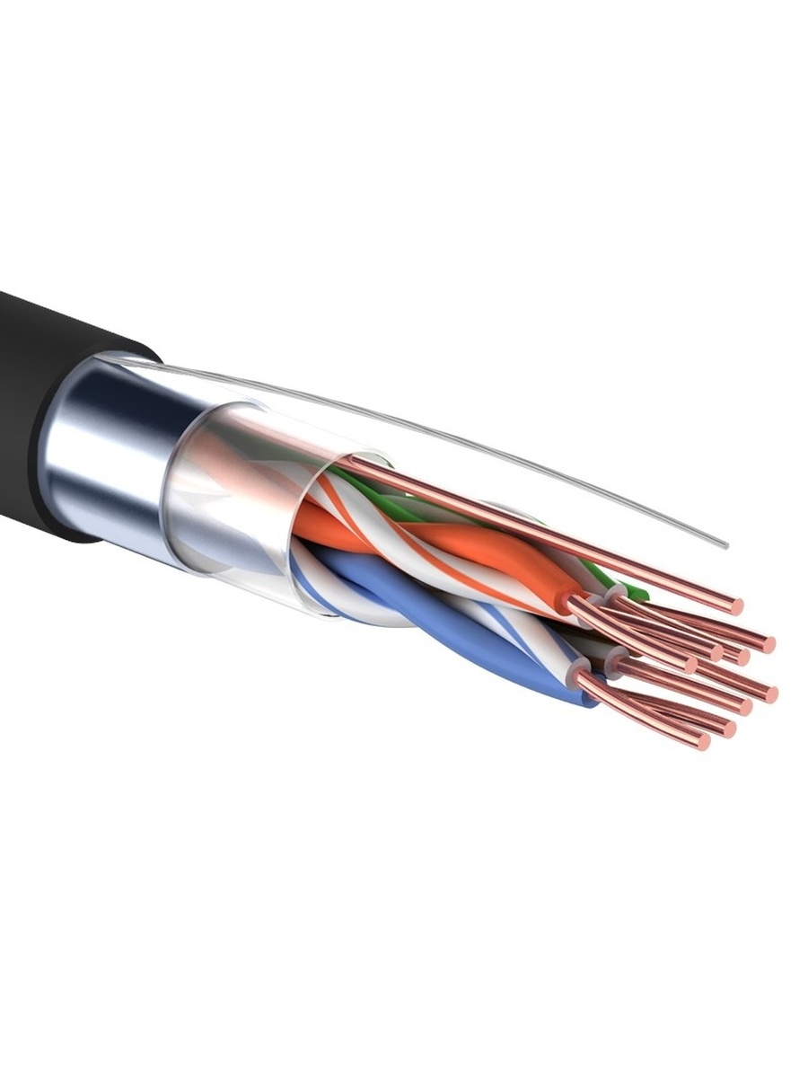 Витая пара F/UTP CAT5e PE 4PR 24AWG OUT SOLID черный 305м