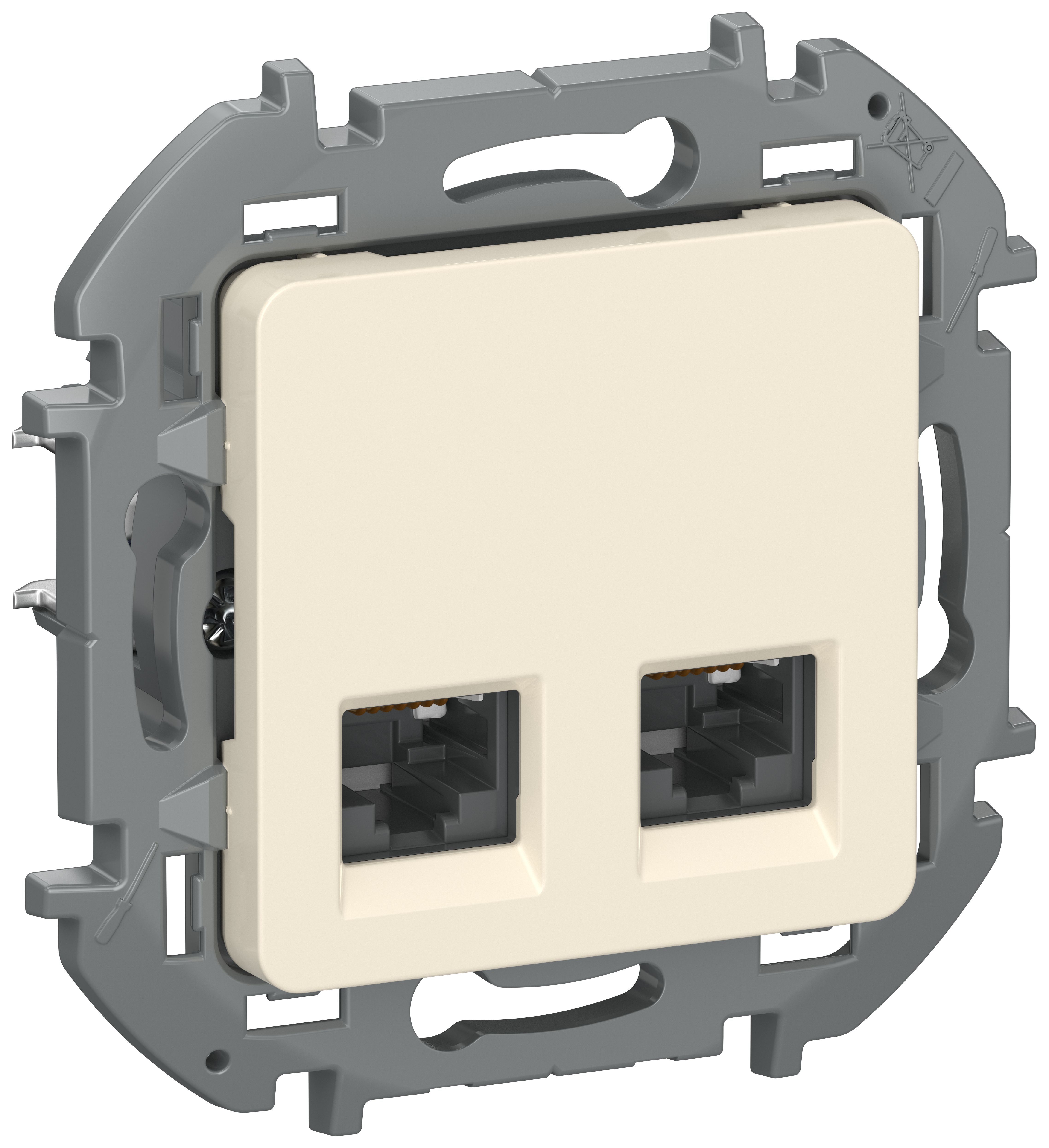 IEKINSPIRIA Розетка компьютерная двойная RJ45 категория 5Е UTP 6738361 слоновая кость