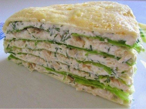Белковый торт с куриной грудкой