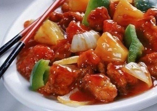 Курица с овощами в кисло-сладком соусе