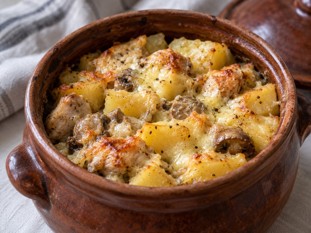Горшочки с курицей и картошкой