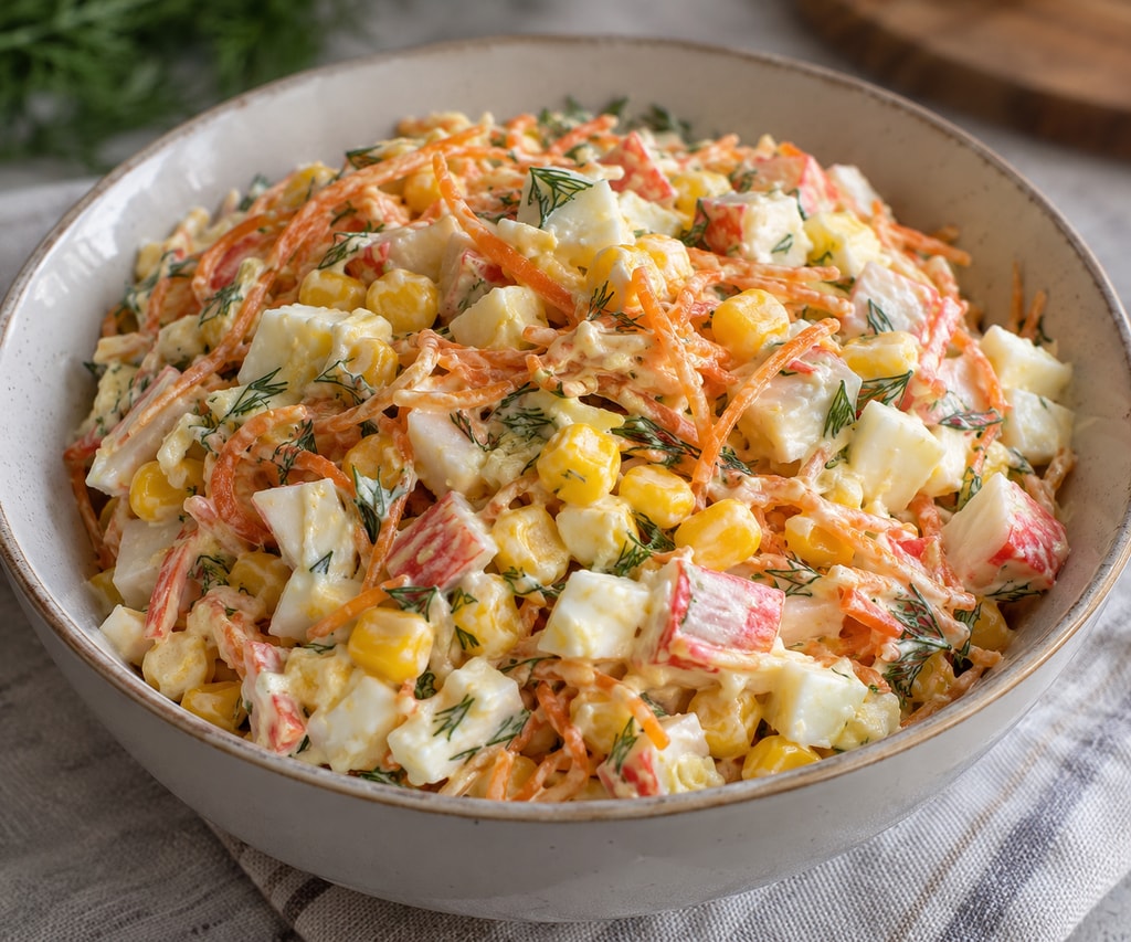Салат Валерия с корейской морковью и крабовыми палочками