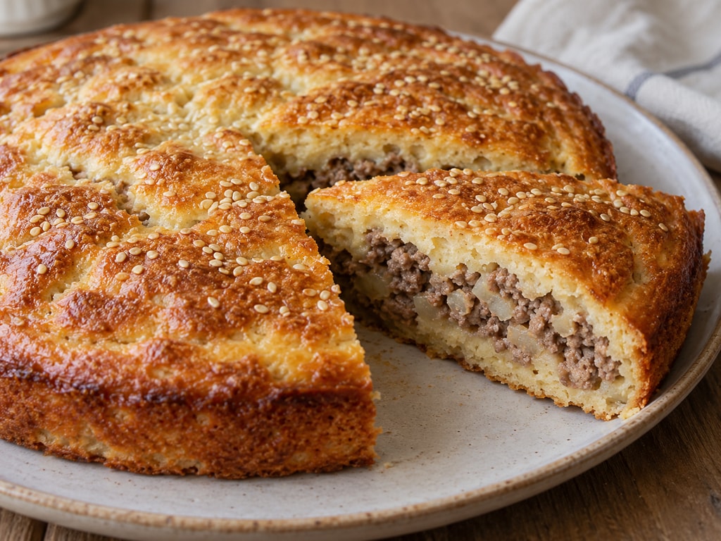 Быстрый пирог с мясом на кефире