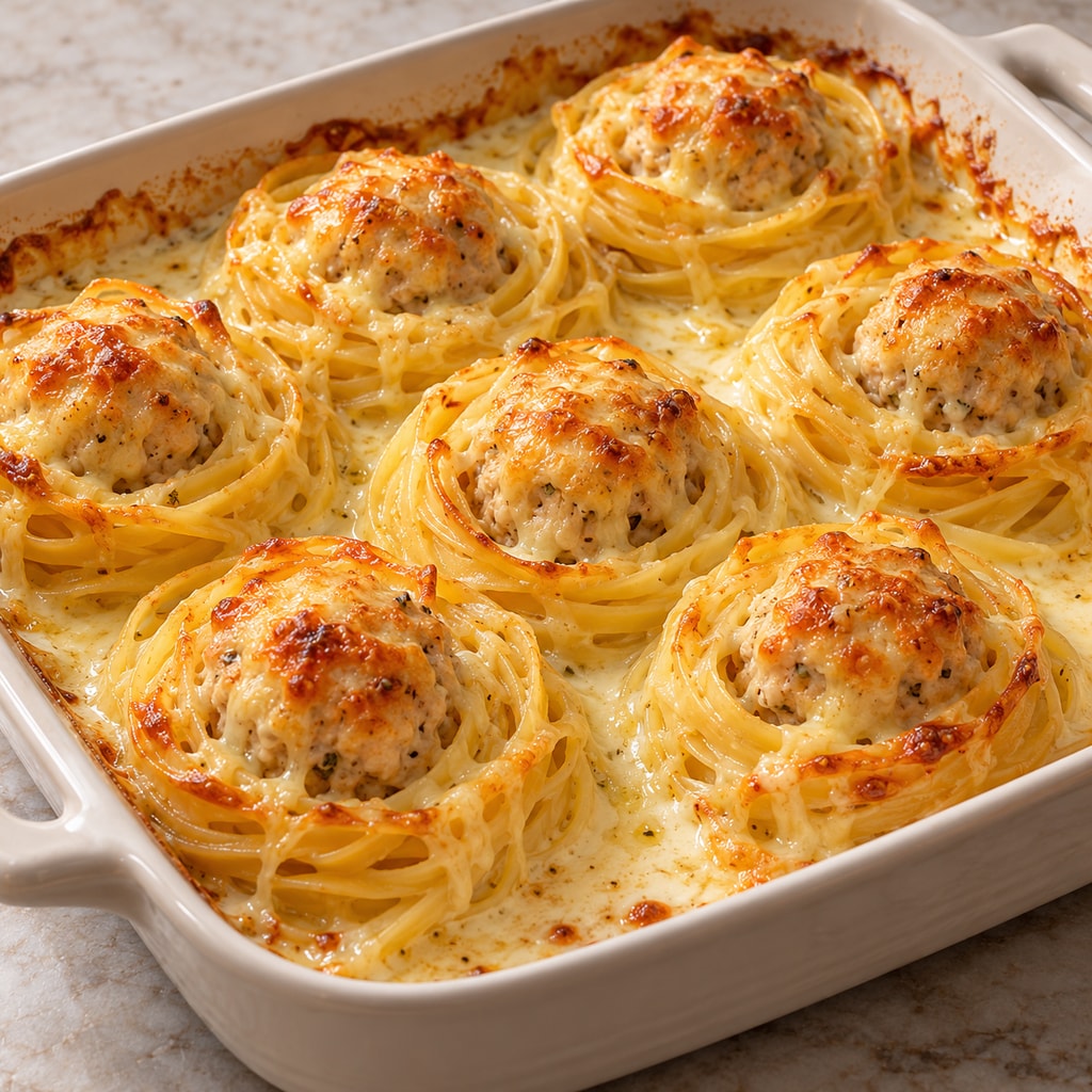 Сливочные гнезда с куриным фаршем