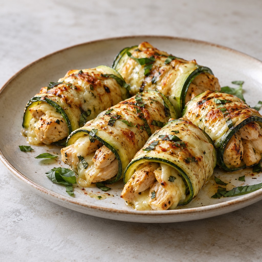 Рулетики из кабачков с куриным мясом