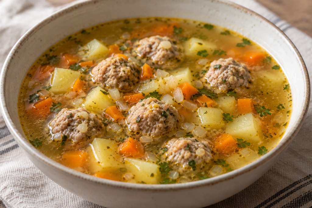 Суп с фрикадельками и овощами
