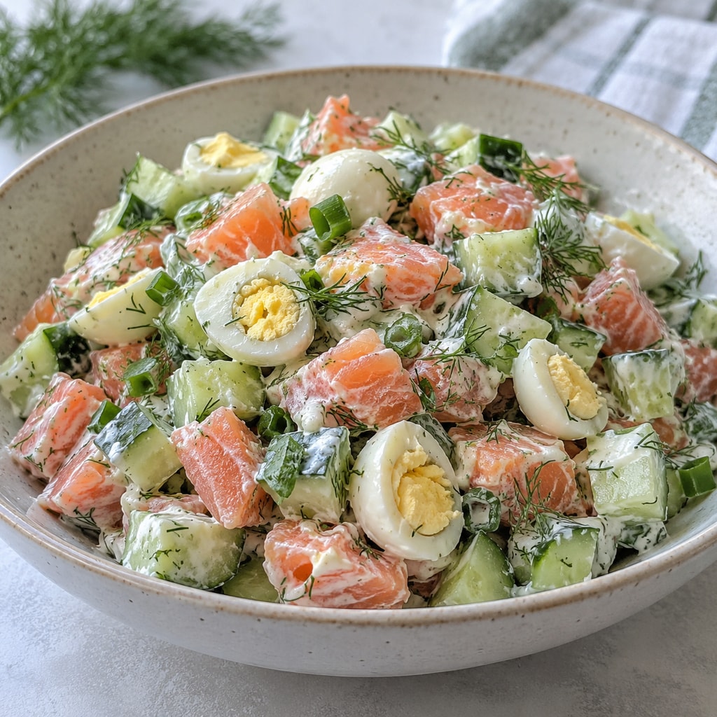 Салат с семгой и перепелиными яйцами