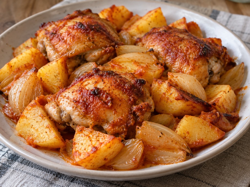 Запечённая курочка с картофелем