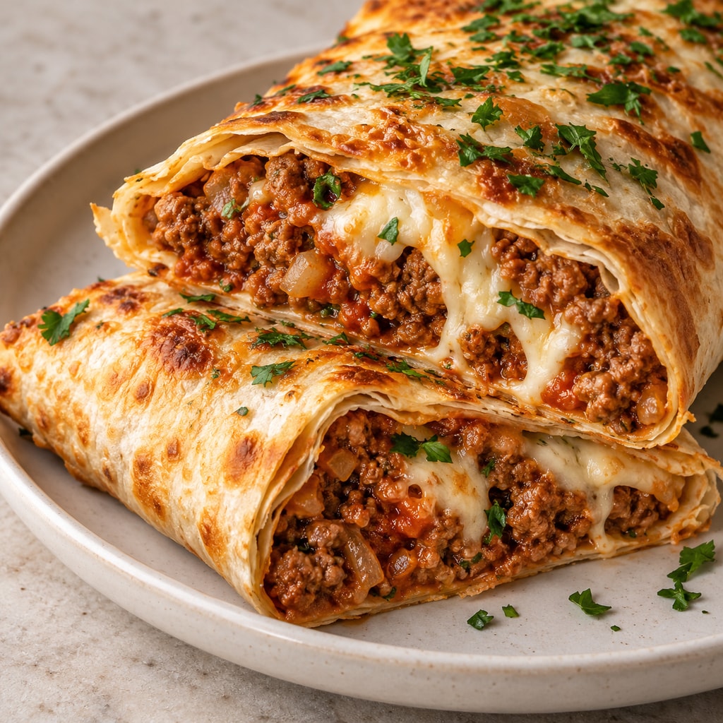 Ленивый пирог из лаваша с фаршем и сыром