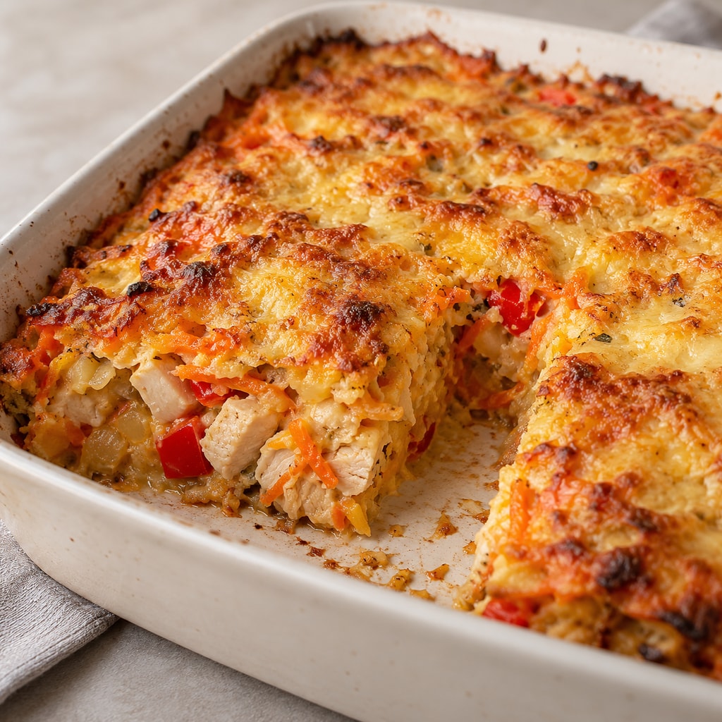 Запеканка из куриной грудки с овощами