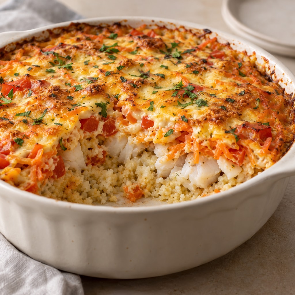 Фит-запеканка из минтая с кускусом