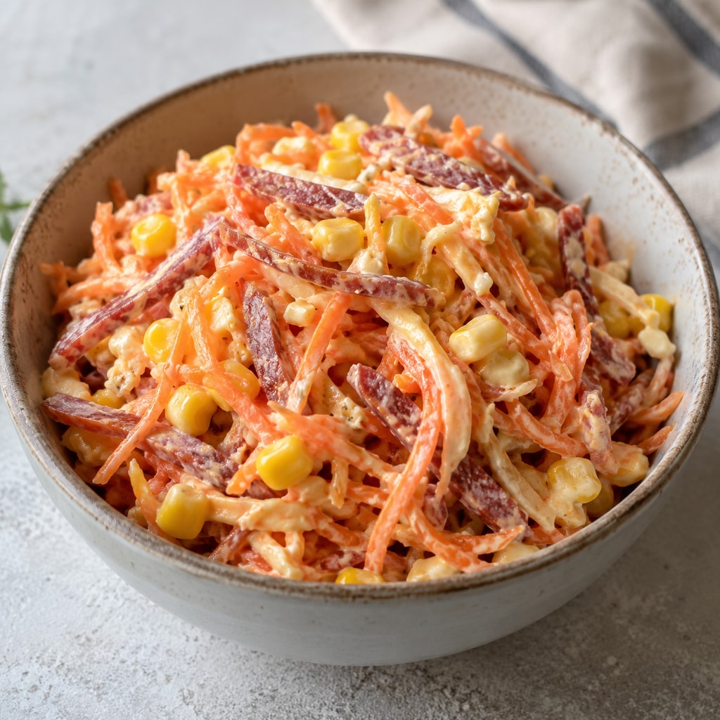 Салат с копченым сыром и морковью