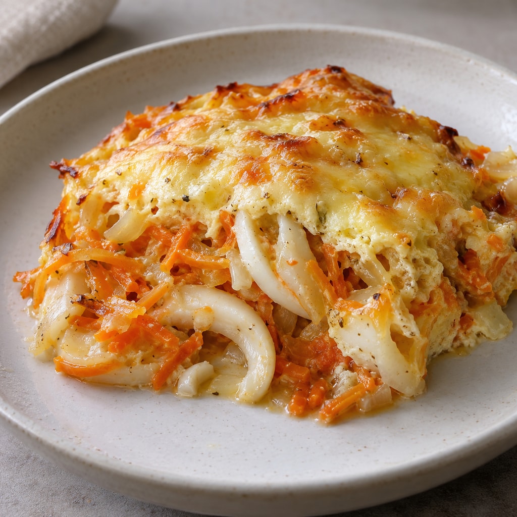 Кальмары, запечённые под сыром