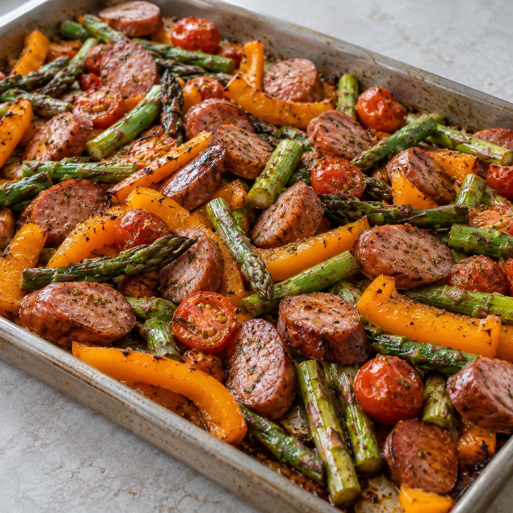 Колбаски из индейки с овощами в духовке