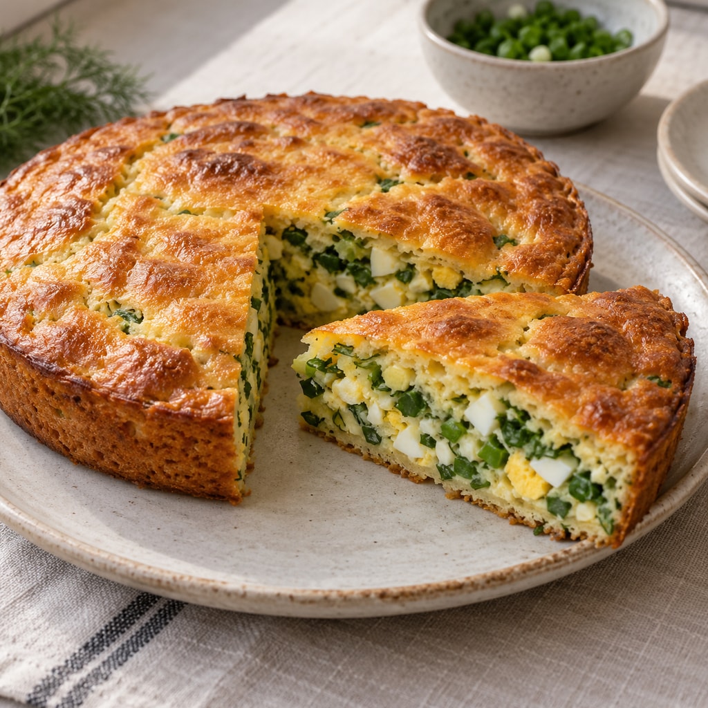 Пирог с зеленым луком и яйцом