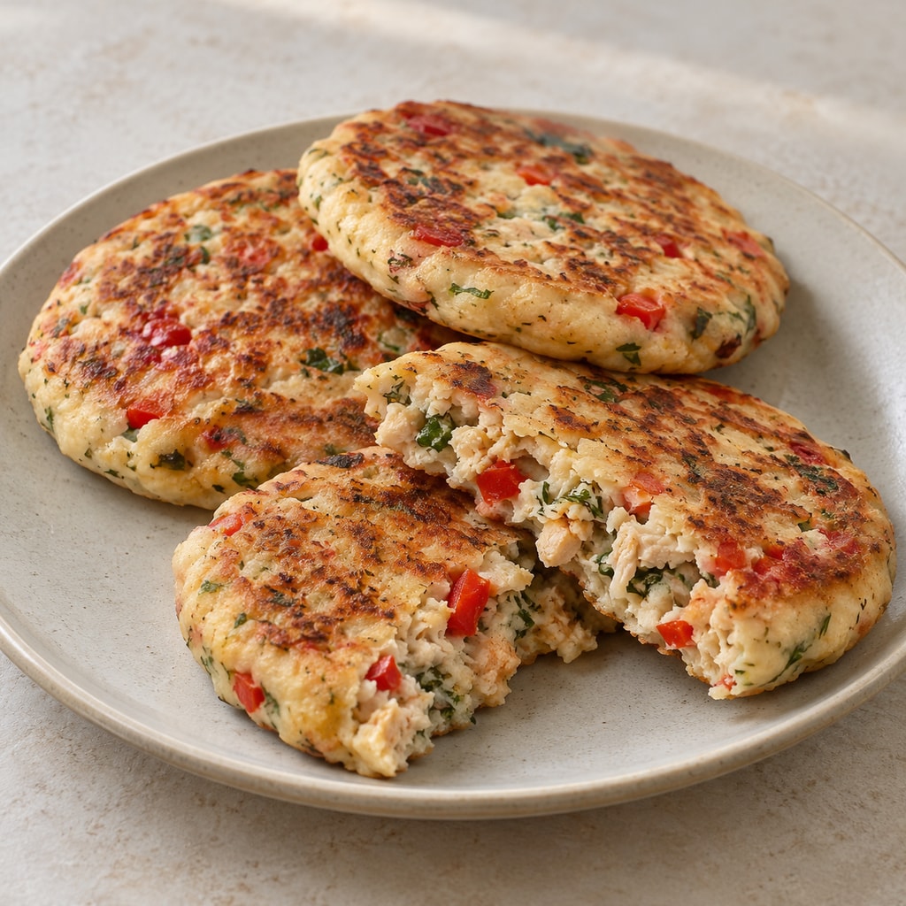 Лепешки-хачапури на кефире с овощами и курицей