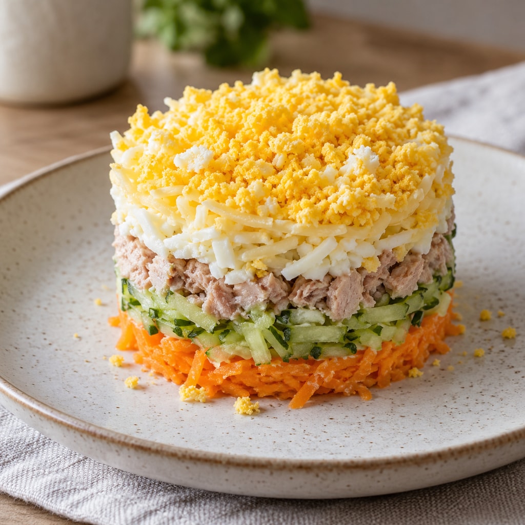 Салат с тунцом, яйцом и сыром