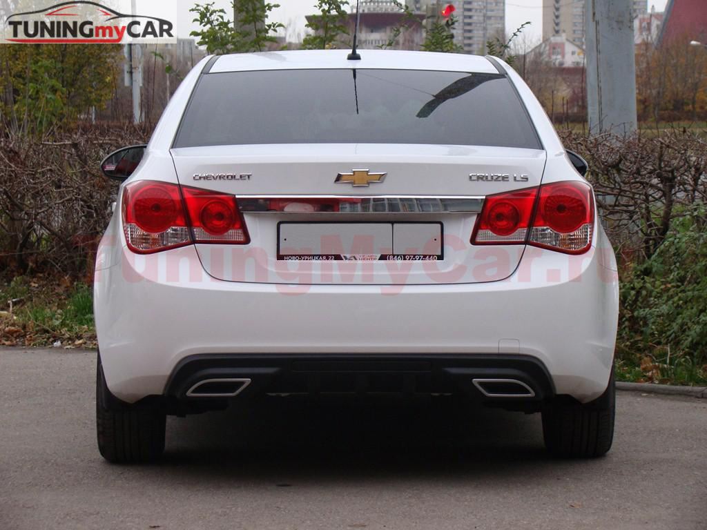 Диффузор заднего бампера для Chevrolet Cruze var№2 (текстурный пластик) 2008-2012