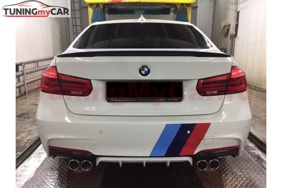 Диффузор заднего бампера для BMW 3-series 2011-2019 черный матовый