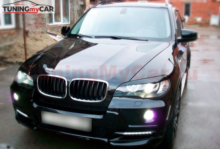 Реснички на фары для BMW X5 E70 2007 - 2013 ШИРОКИЕ
