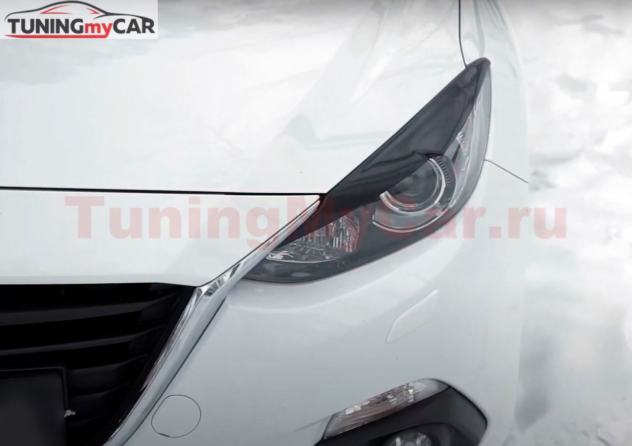 Накладки на передние фары (реснички) Mazda 3 седан 2013-2016