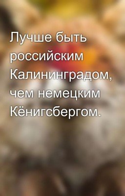 Лучше быть российским Калининградом, чем немецким Кёнигсбергом.