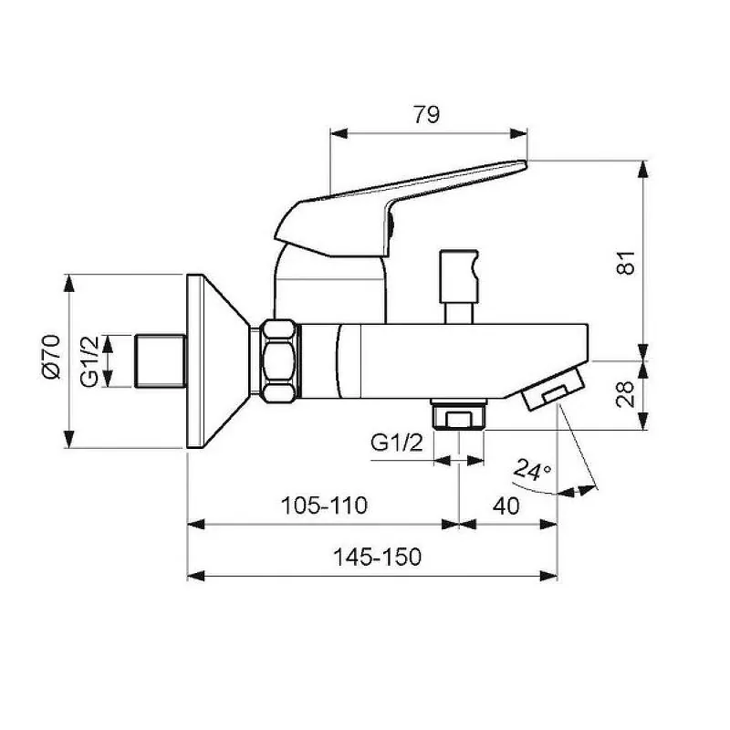 Габаритная схема Душевой комплект Vidima Fine BD126AA