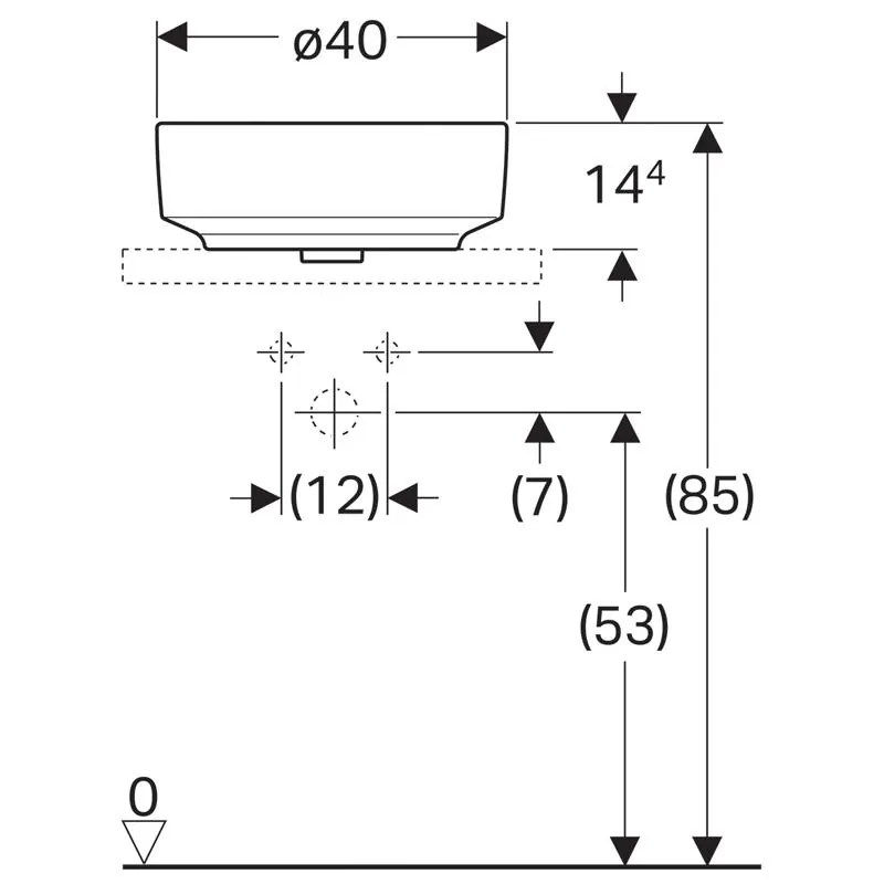 Габаритная схема Раковина Geberit VariForm 500.768.01.2 40 см
