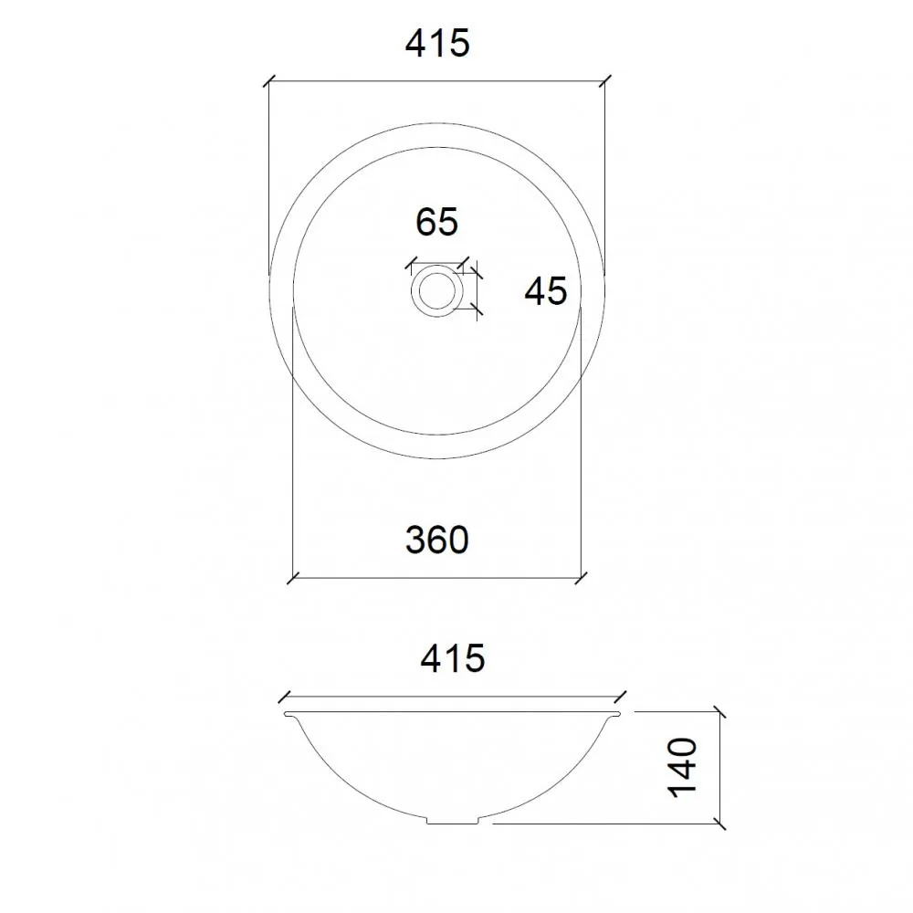 Габаритная схема Раковина Abber Glas AK2302
