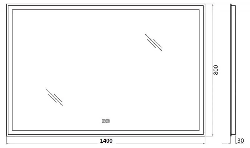 Габаритная схема Зеркало BelBagno SPC-GRT-1400-800-LED-TCH-WARM