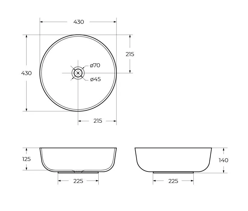 Габаритная схема Раковина BelBagno BB1077 40 см