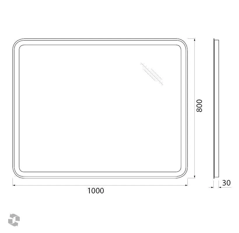 Габаритная схема Зеркало BelBagno SPC-MAR-1000-800-LED-BTN