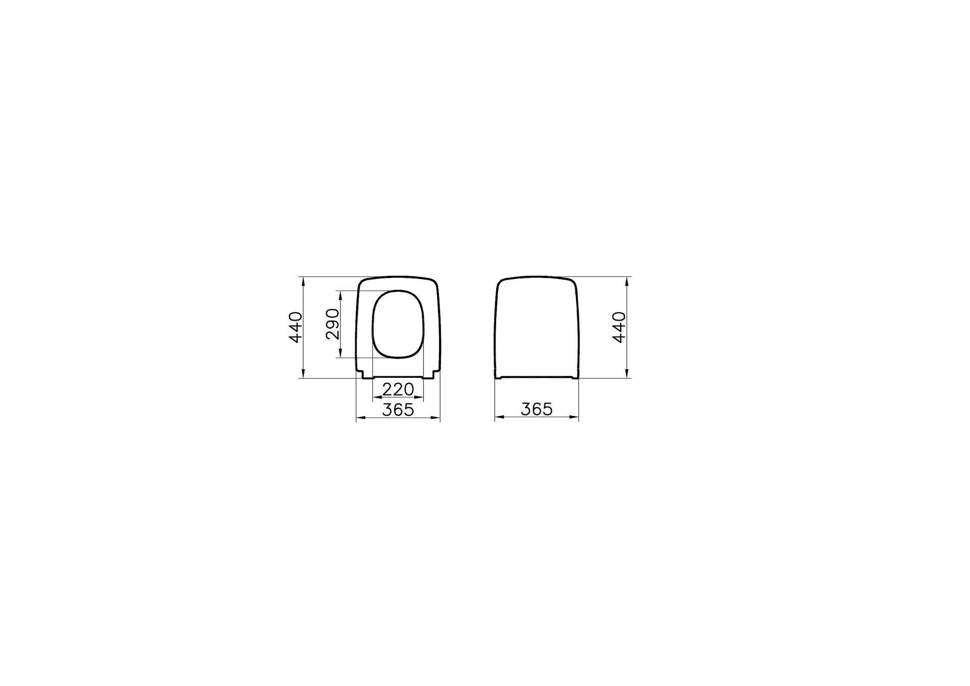Габаритная схема Крышка-сиденье Vitra Metropole 122-003-009 с микролифтом