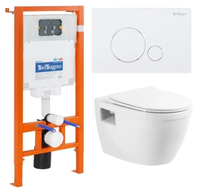 Комплект BelBagno Loto BB070CHR/SC/BB002-80/BB014-SR-BIANCO кнопка смыва белая 