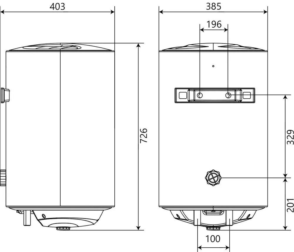 Габаритная схема Водонагреватель Electrolux EWH 50 Trend